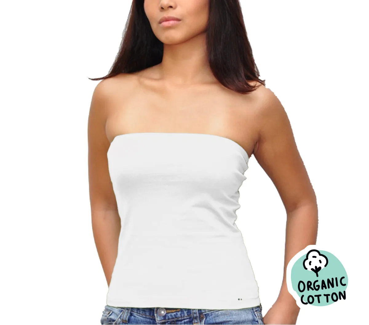 ORGANIC COTTON BASIC LONG TUBE TOP PACK OF 3 (WHITE/GREEN/BROWN)