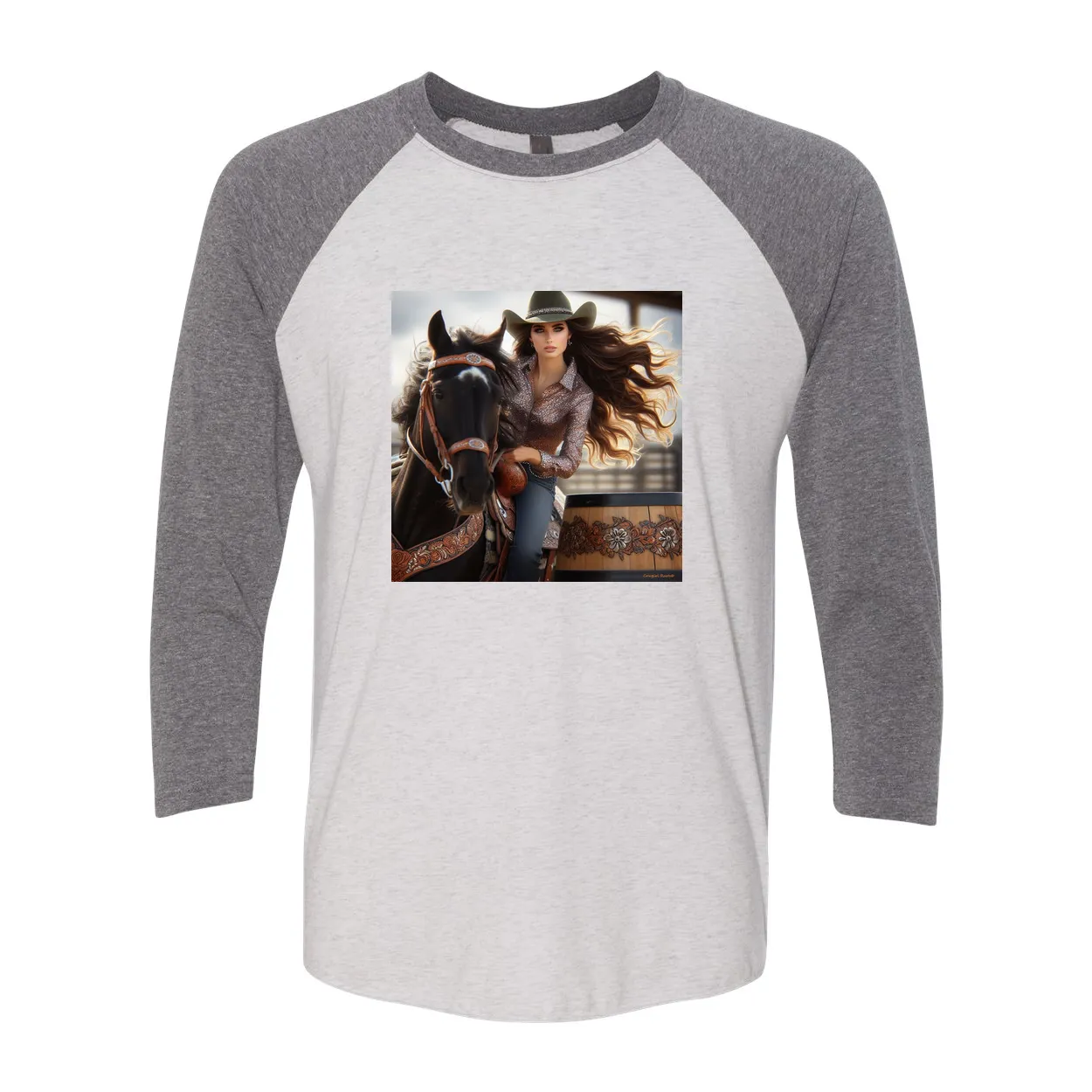 Rodeo Barrel Racer 3 4 Sleeve Raglan T Shirt