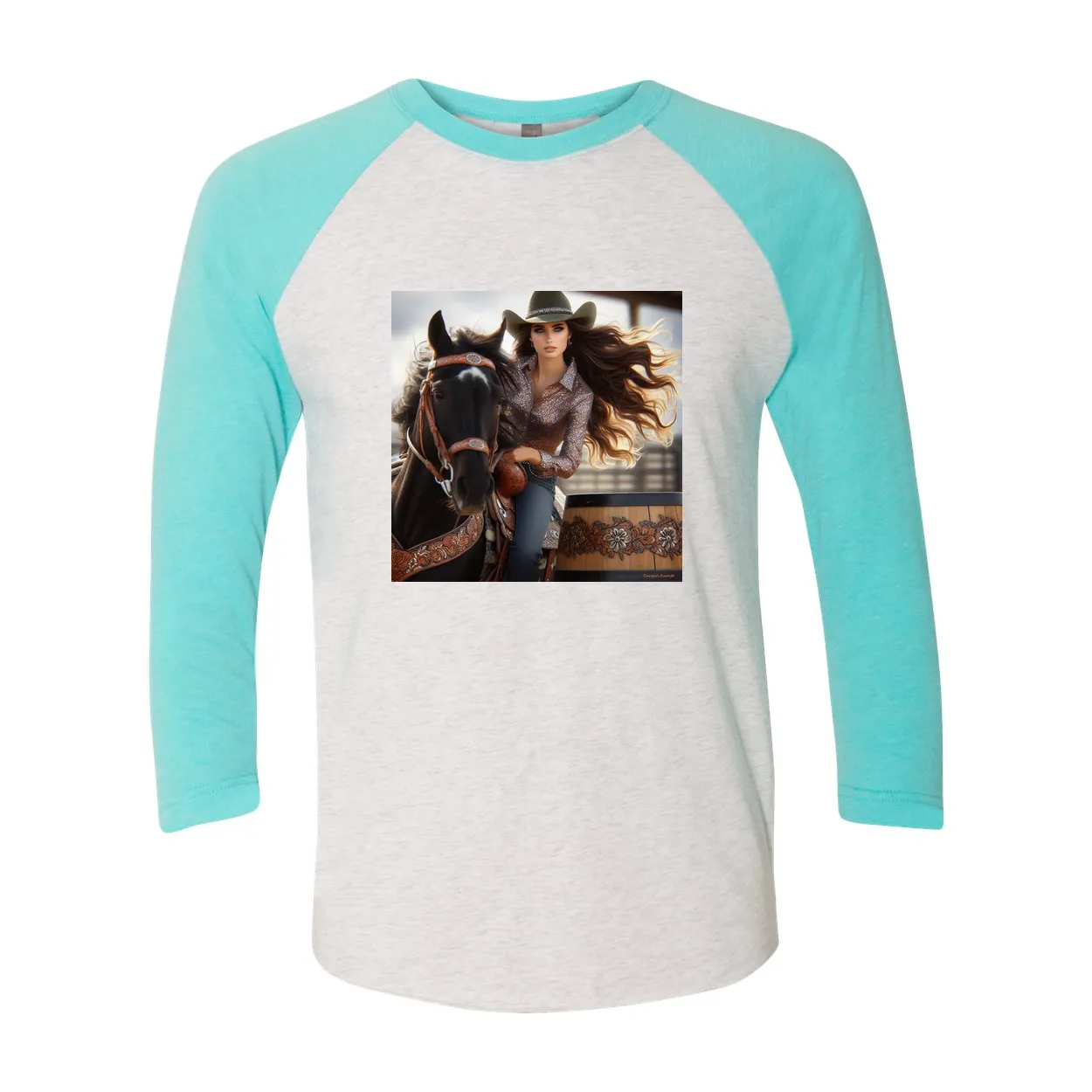 Rodeo Barrel Racer 3 4 Sleeve Raglan T Shirt