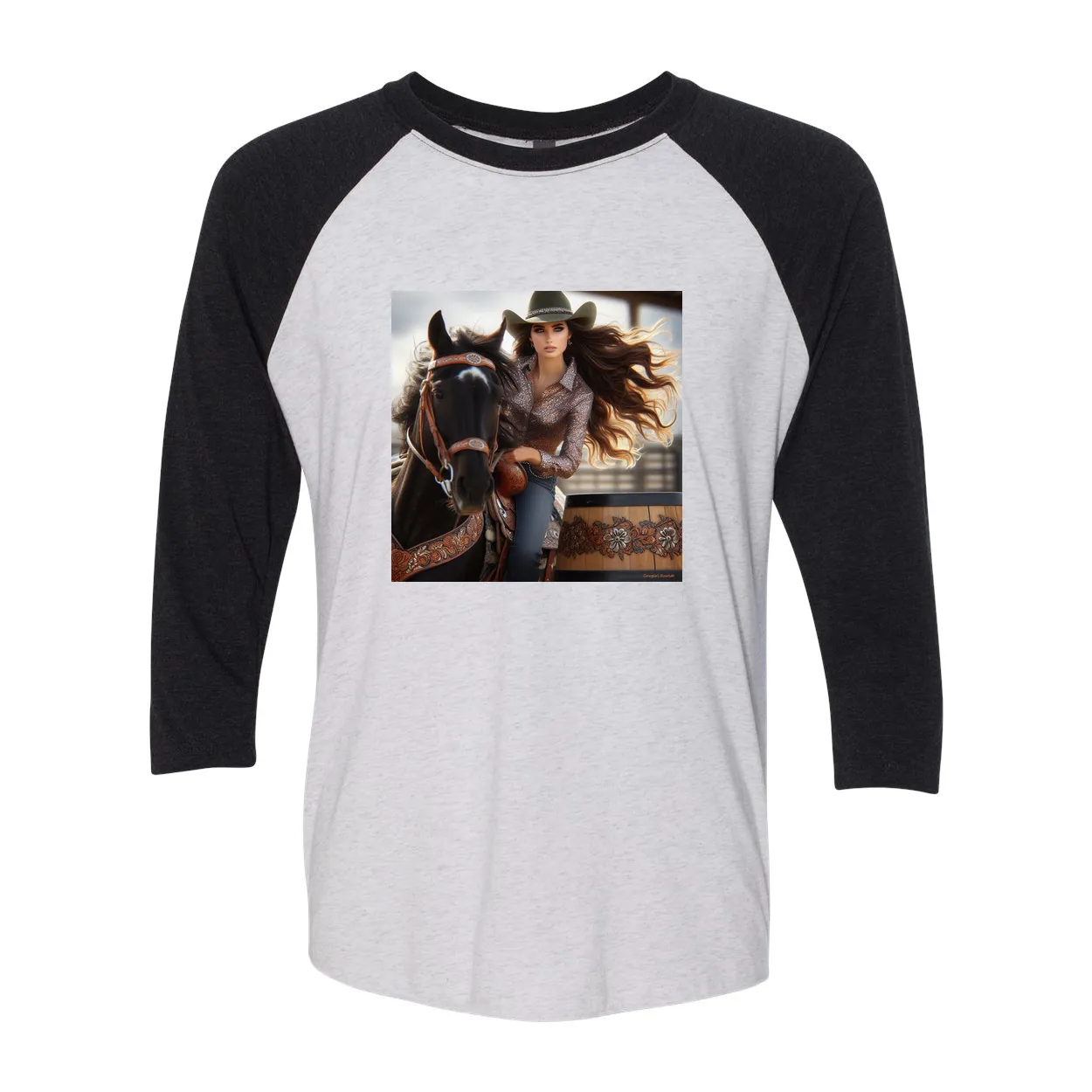 Rodeo Barrel Racer 3 4 Sleeve Raglan T Shirt