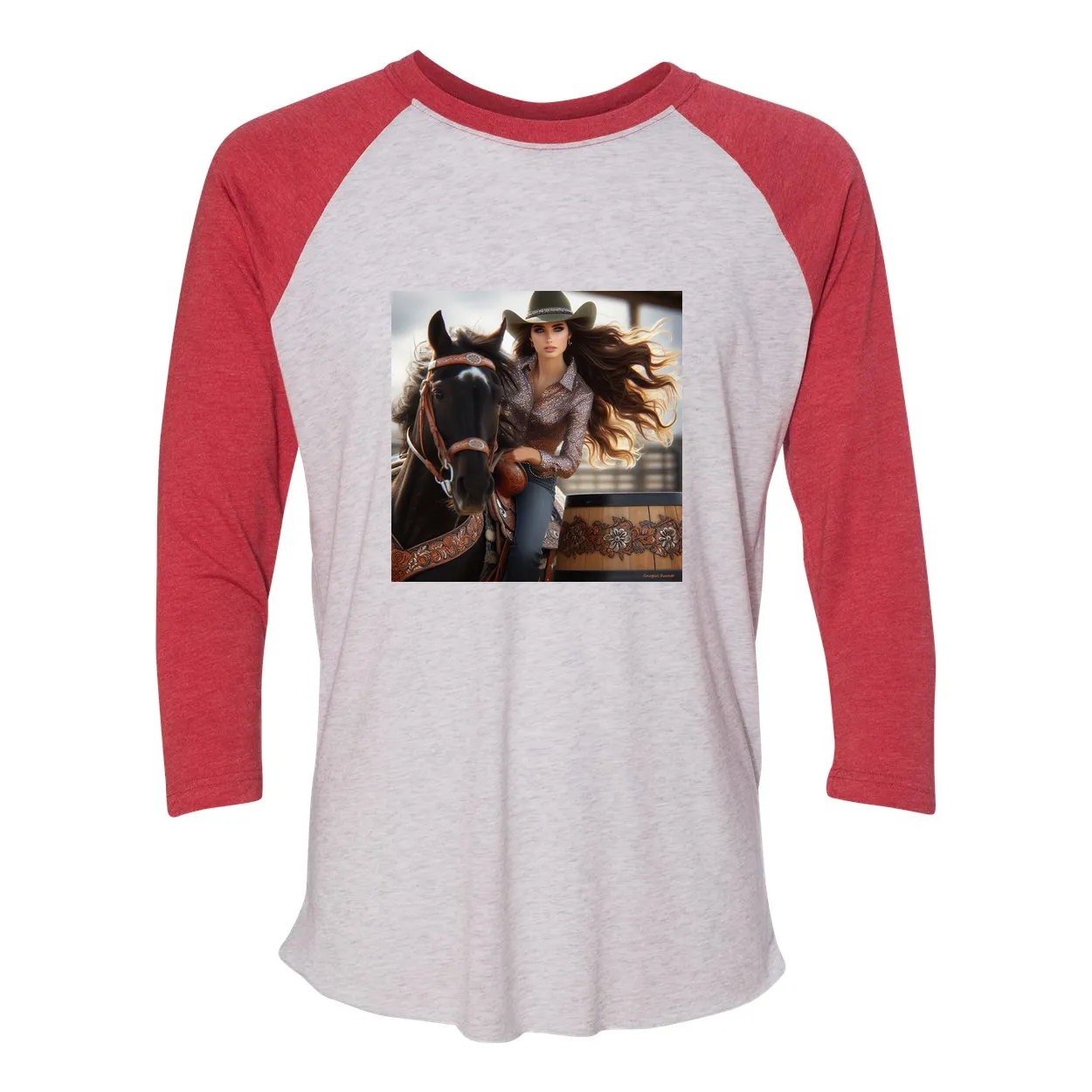 Rodeo Barrel Racer 3 4 Sleeve Raglan T Shirt