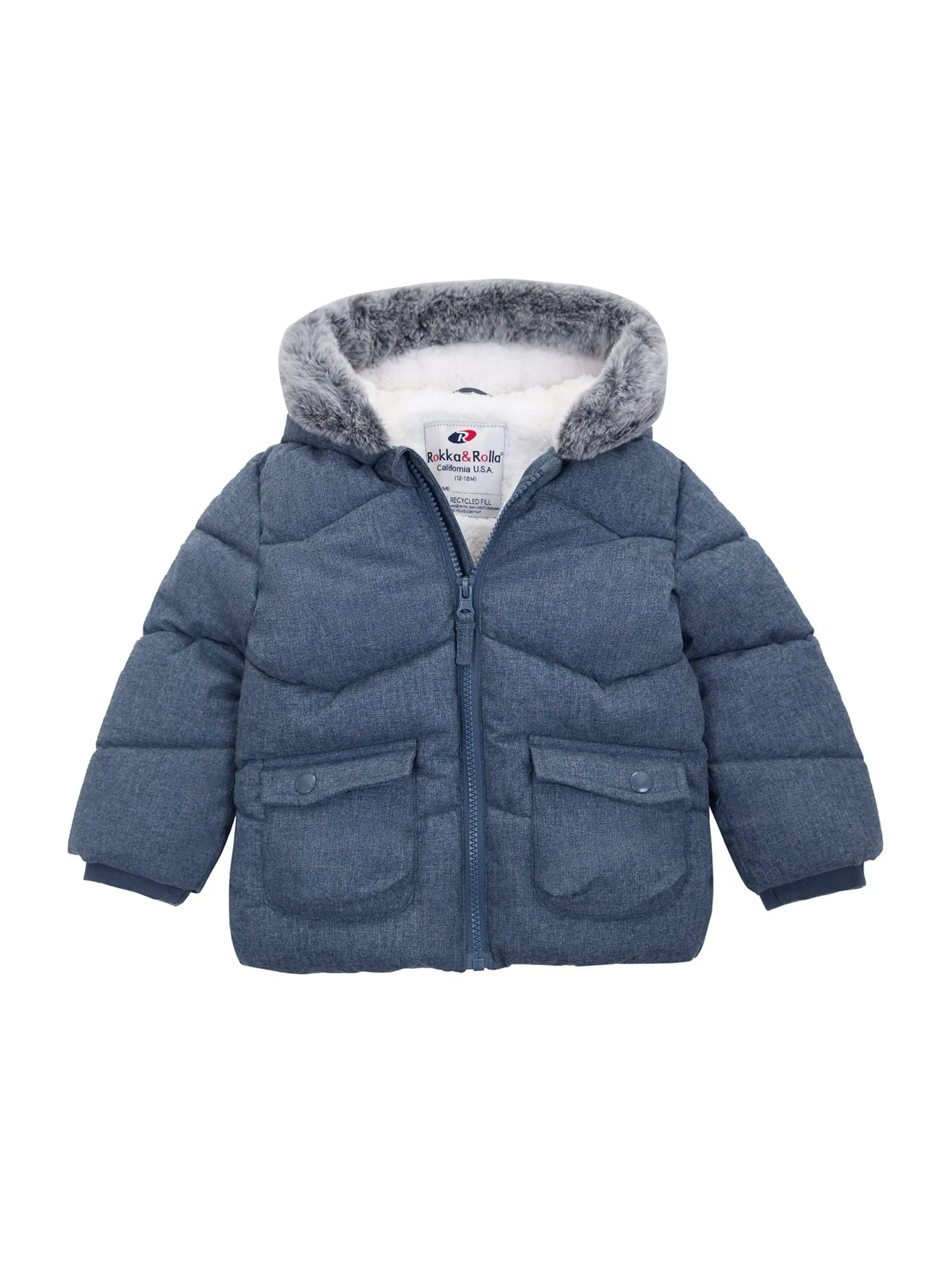 Rokka&Rolla Baby Boys' Infants Puffer Coat Toddler Hooded Winter Jacket, Sizes 6-24M