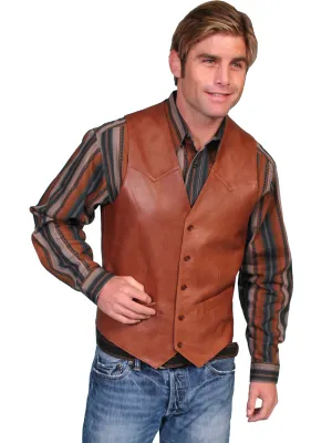 Scully Leather Mens Antique Brown Lambskin Button Front Vest 50