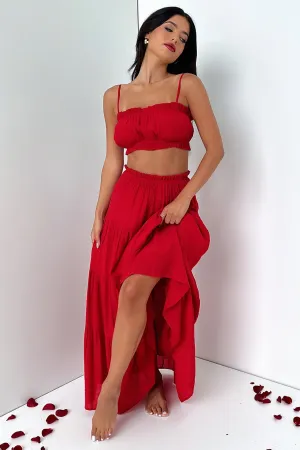 Selina Maxi Skirt - Red