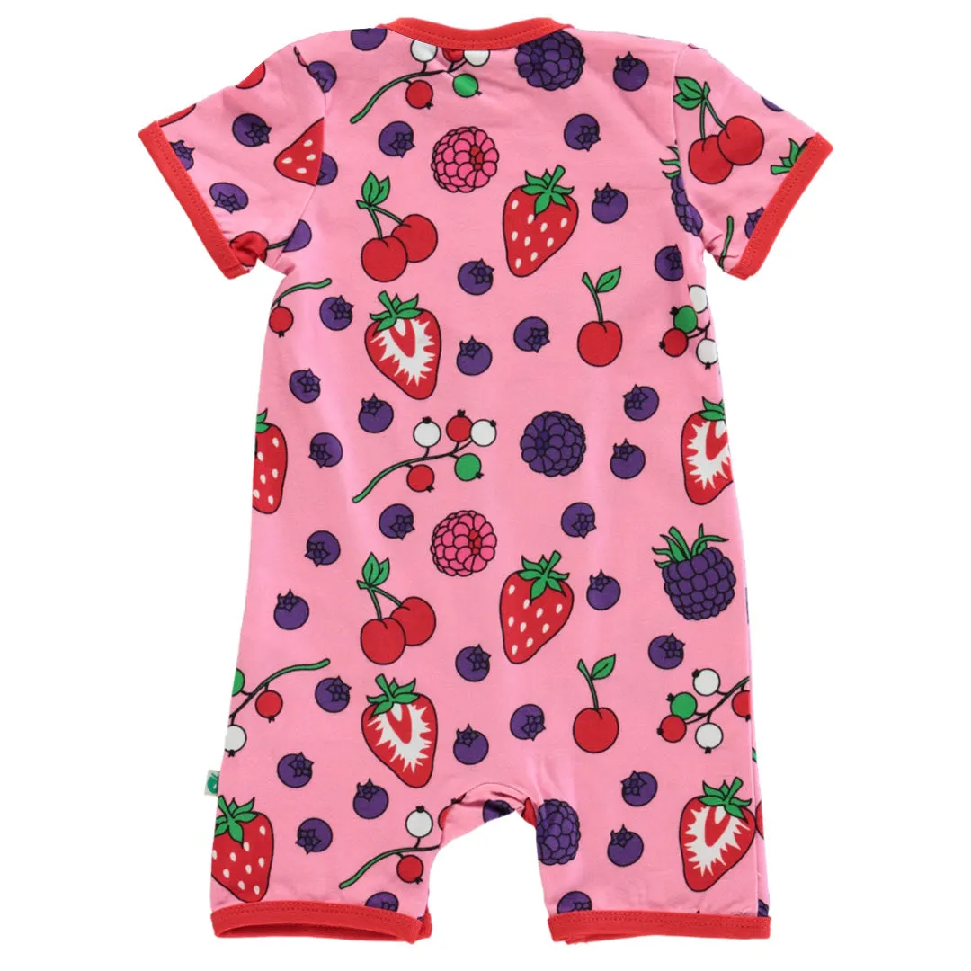 Short-sleeved baby suit with berries