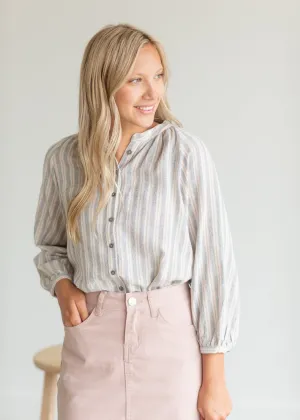 Striped Flowy Beach Blouse - FINAL SALE