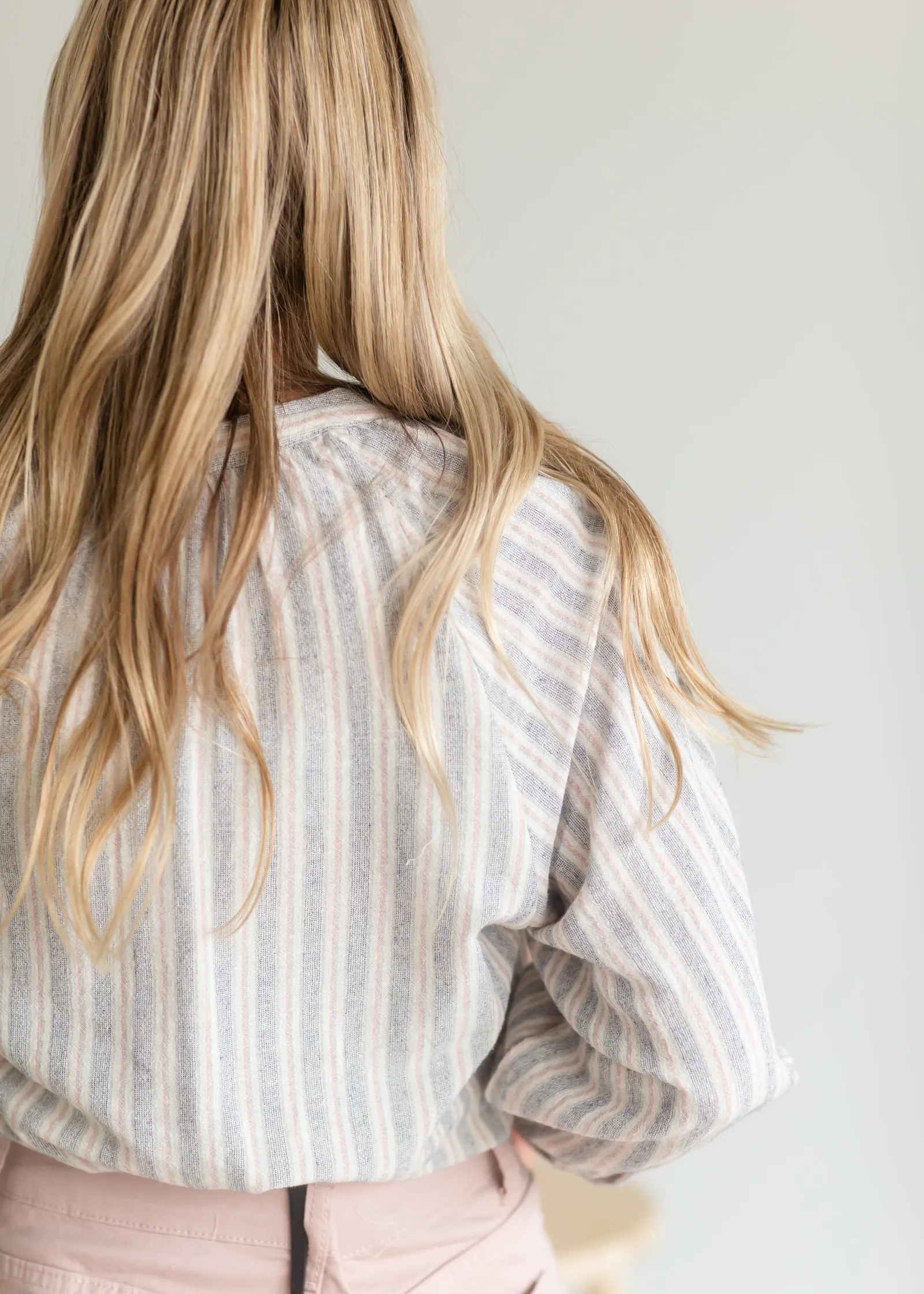 Striped Flowy Beach Blouse - FINAL SALE