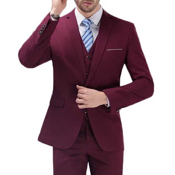 Three Pieces Casual Slim Blazers for Men Gentleman Wedding Formal