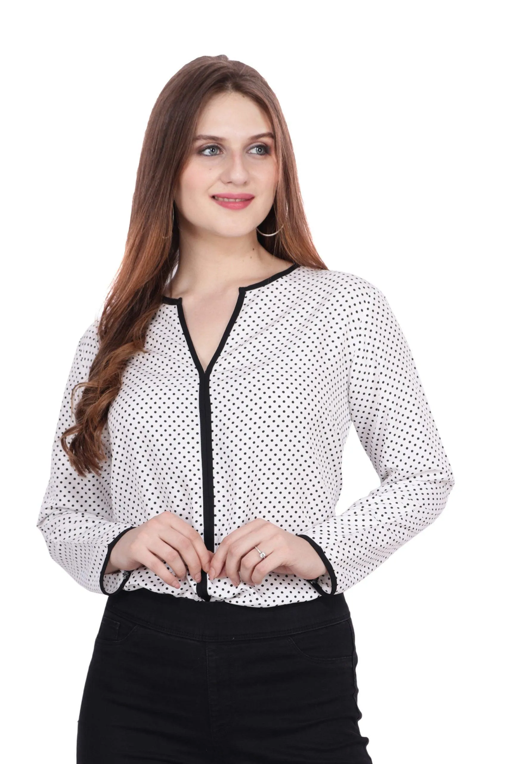 White Polka Dots Printed Top