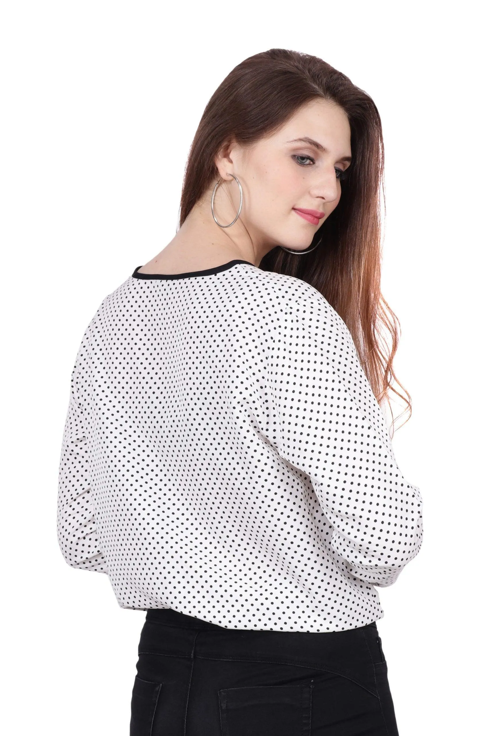 White Polka Dots Printed Top