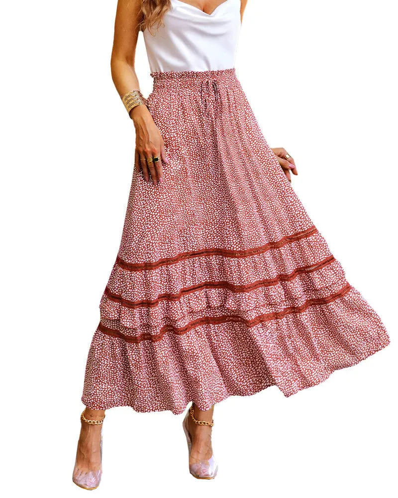 Zeagoo Women's Midi Skirts Boho High Waist A Line Casual Maxi Work Skirt Summer