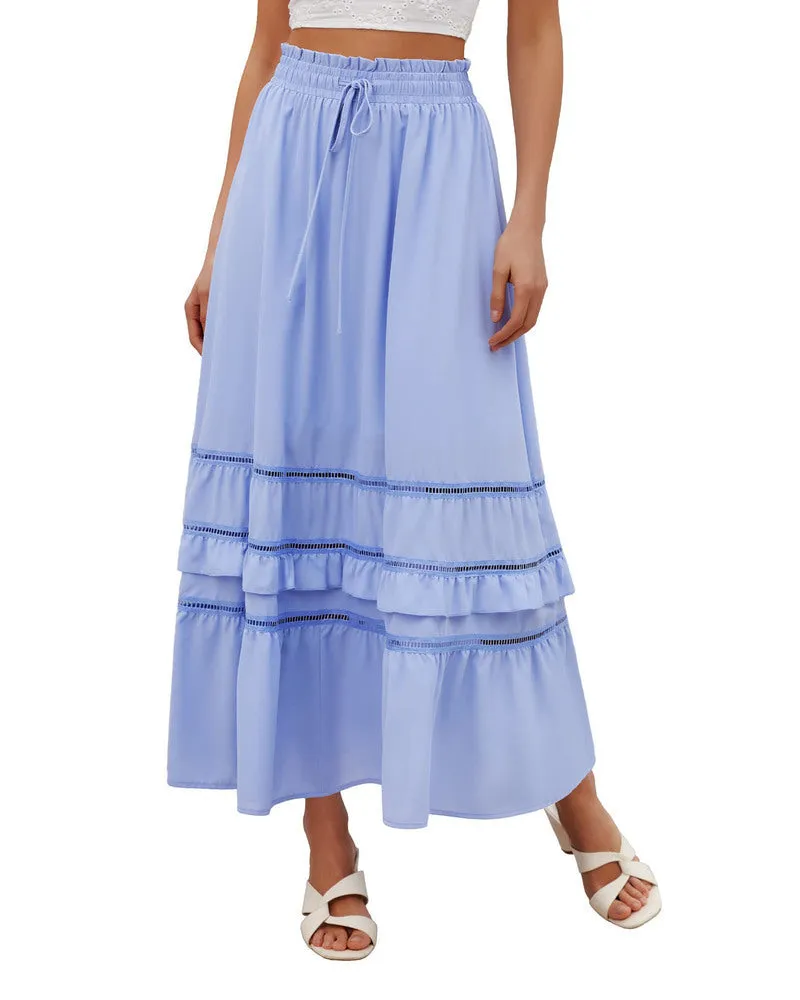 Zeagoo Women's Midi Skirts Boho High Waist A Line Casual Maxi Work Skirt Summer