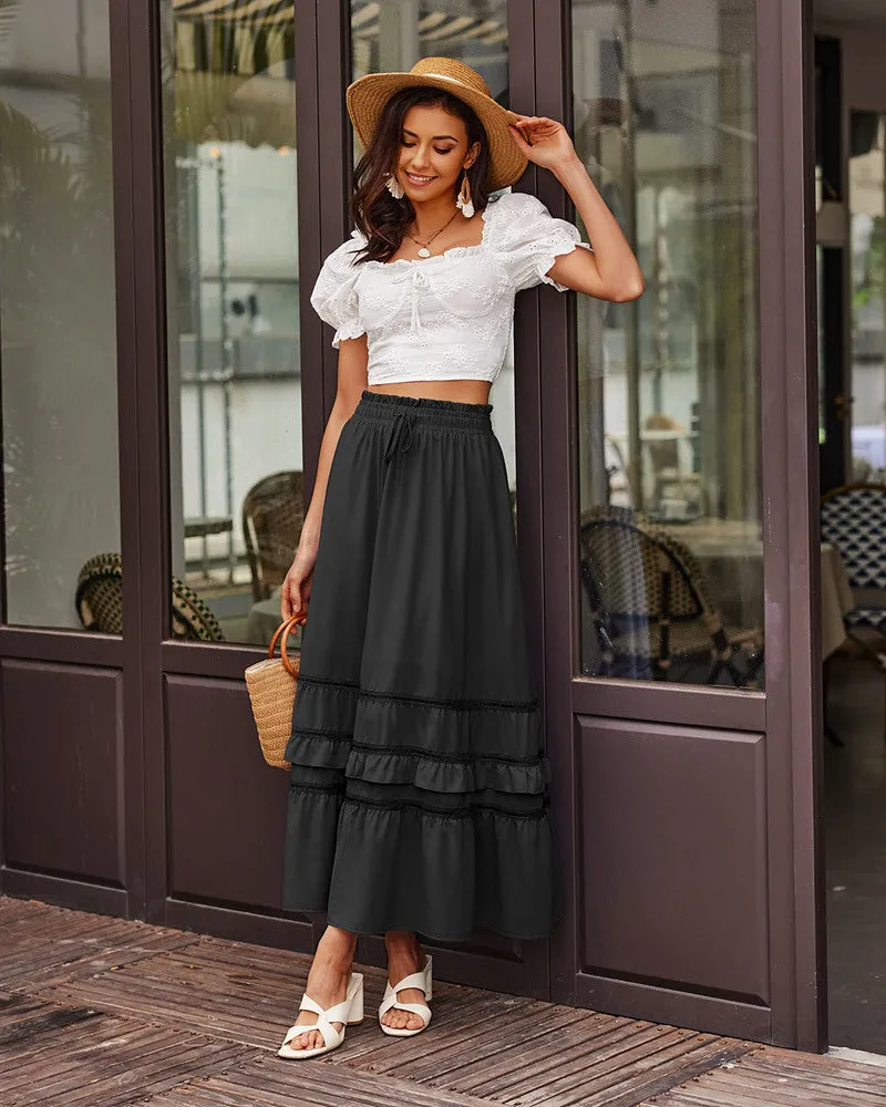 Zeagoo Women's Midi Skirts Boho High Waist A Line Casual Maxi Work Skirt Summer